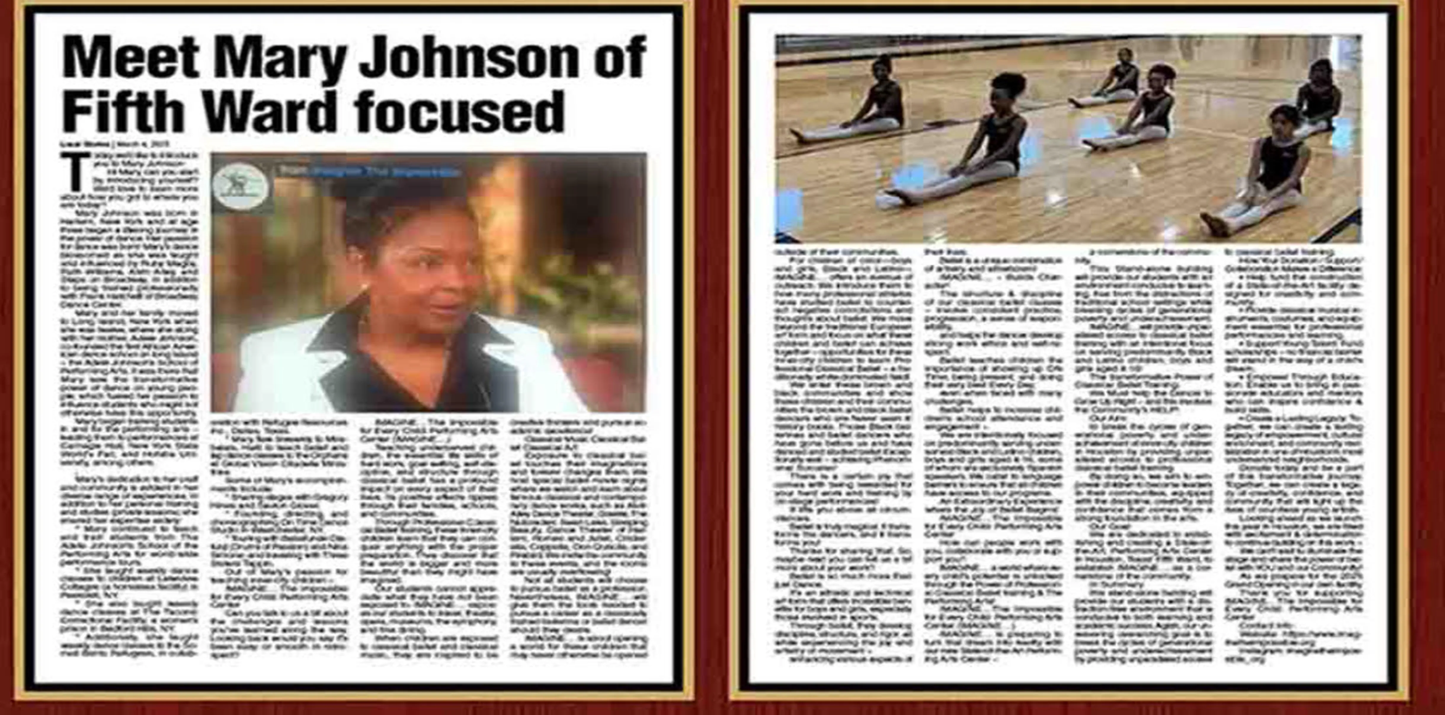 Houston's Most Inspiring Stories feature on Mary Johnson